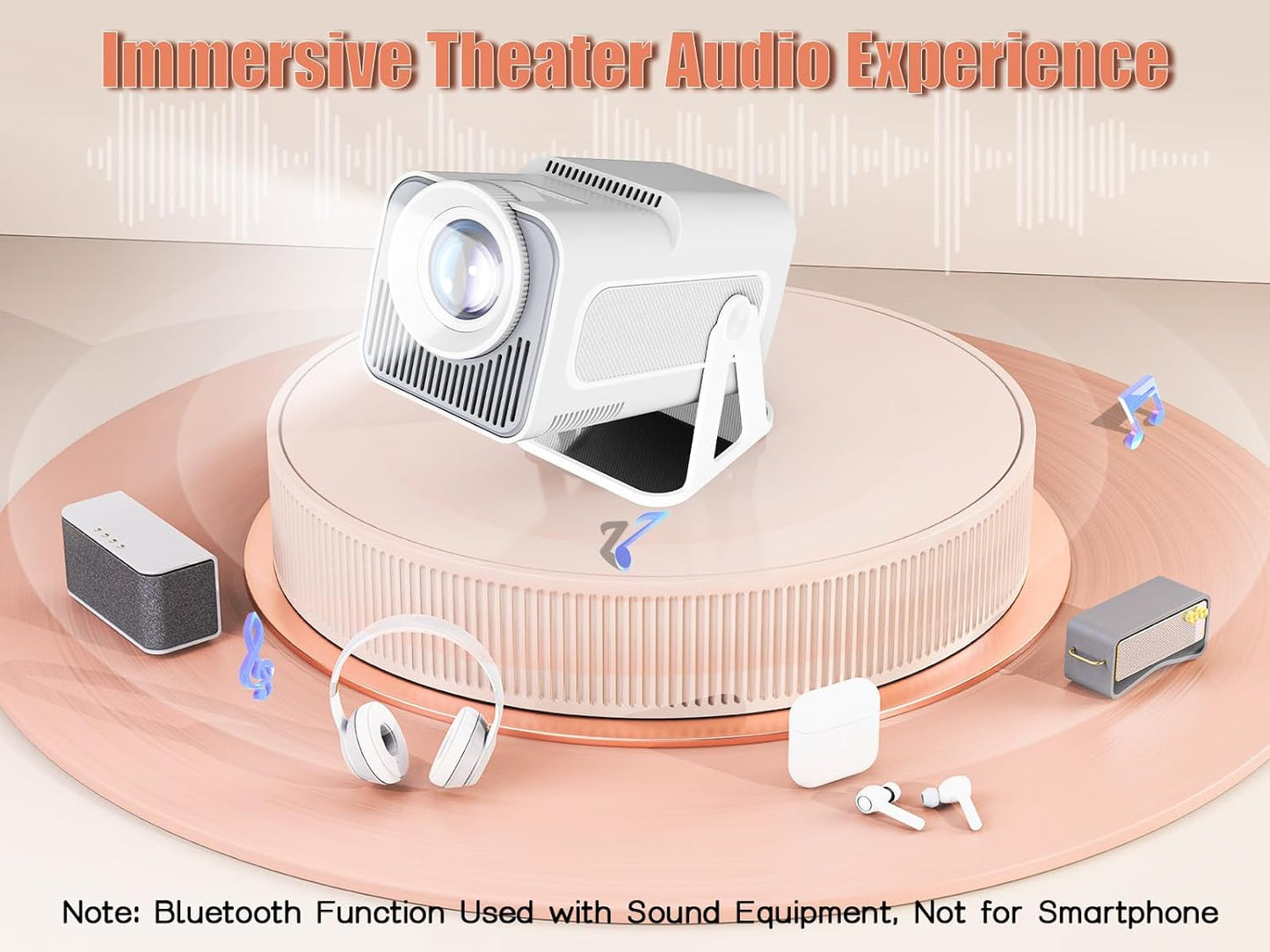 [Netflix Licensed] Smart Mini Projector 320ANSI Native 1080P 4K Support with Official Apps, Portable Projector with WiFi and BT for Home Theater/Outdoor/Bedroom HY320 NTV