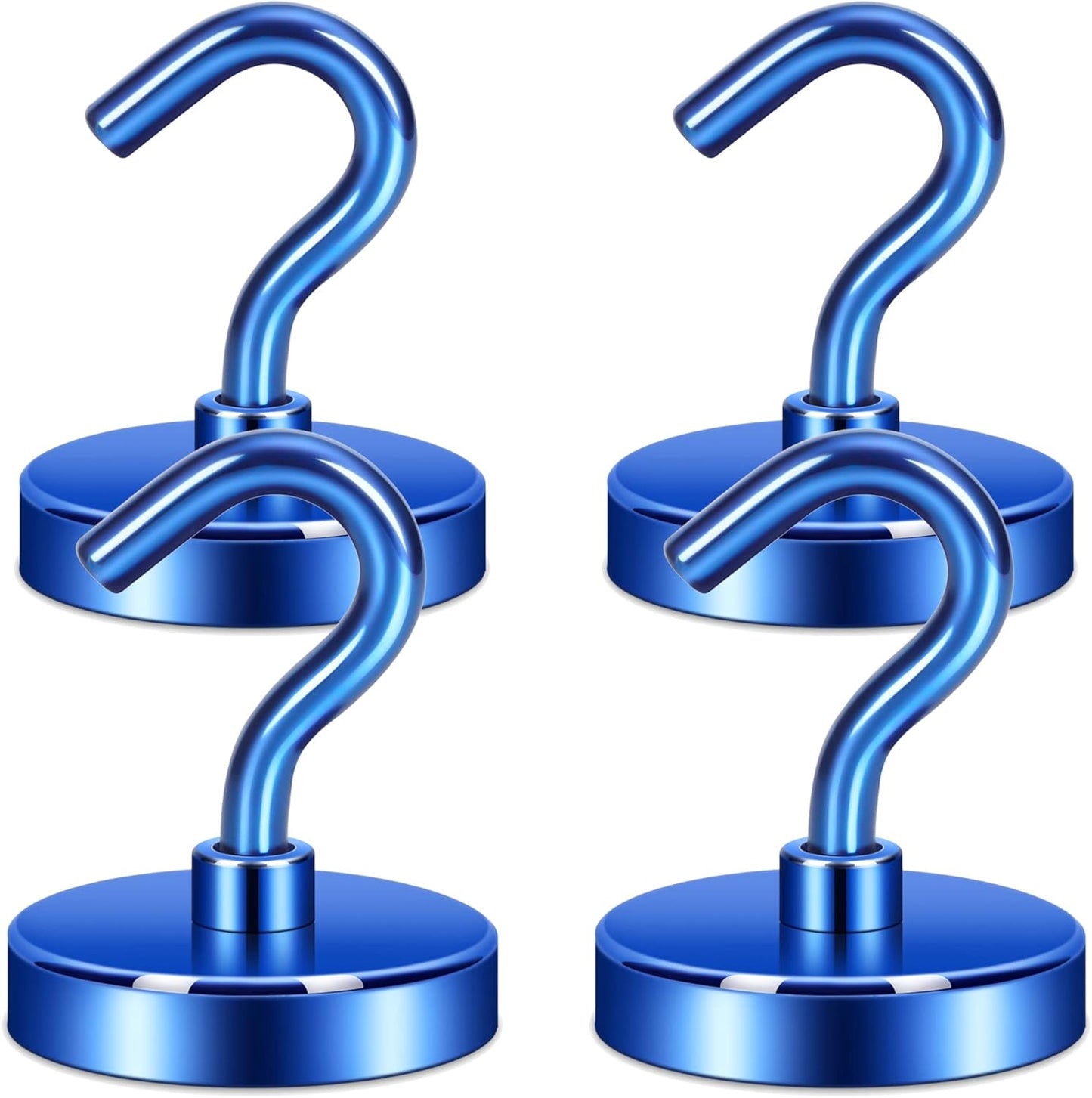 Neosmuk Magnetic Hooks Heavy Duty, Strong Magnet with Hook for Fridge, Super Neodymium Extra Strength Industrial Hooks for Hanging, Magnetic Hanger for Toolbox, Cruise, Grill(Navyblue,4 Pack)