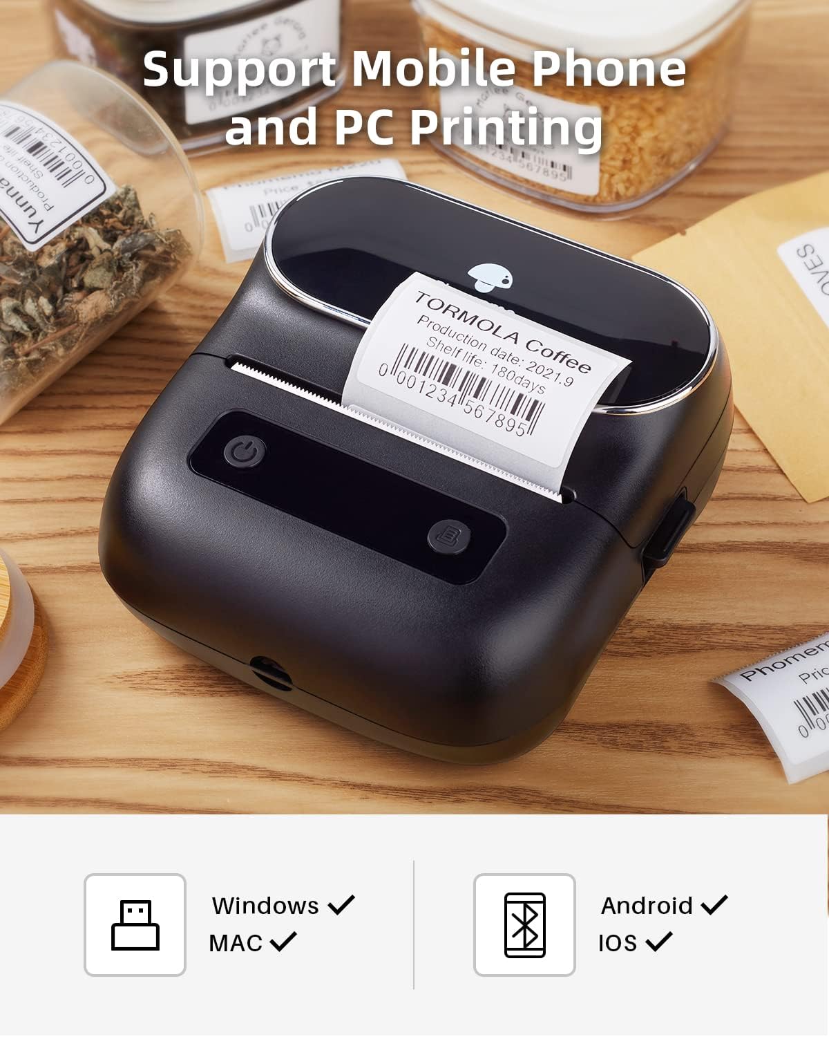 Phomemo M220 Label Makers, 3 Inch Portable Label Maker Machine with 3 Roll Labels, Wireless Thermal Label Printer for Address, Labeling, File Folder Label, Home Organizing