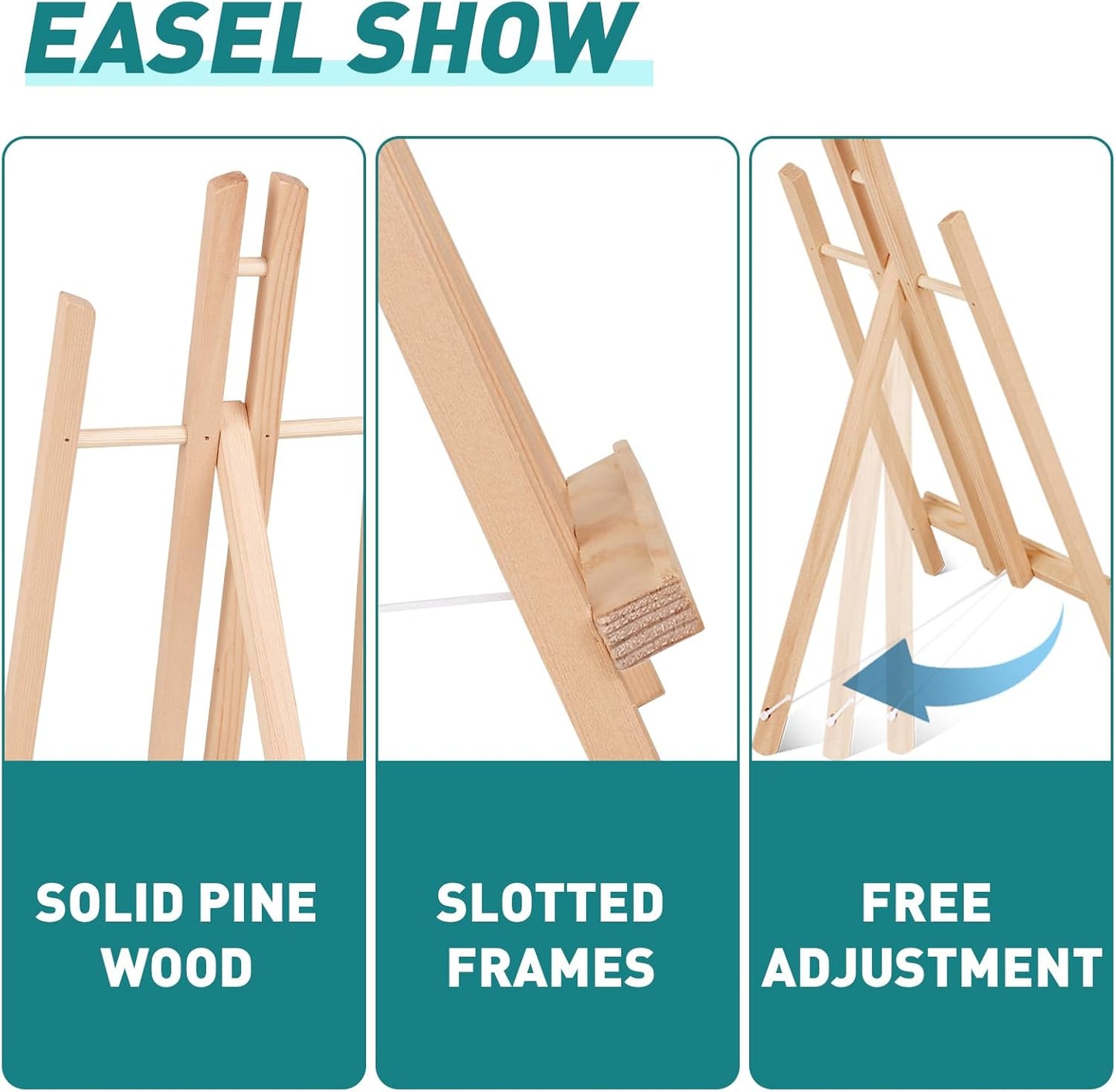 ESRICH 6 Pack 16in Wood Easels,Tabletop Easel for Painting,Painting Party, Displaying Canvases, Kids Student Table School Desktop, Portable Canvas Photo Picture Sign Holder