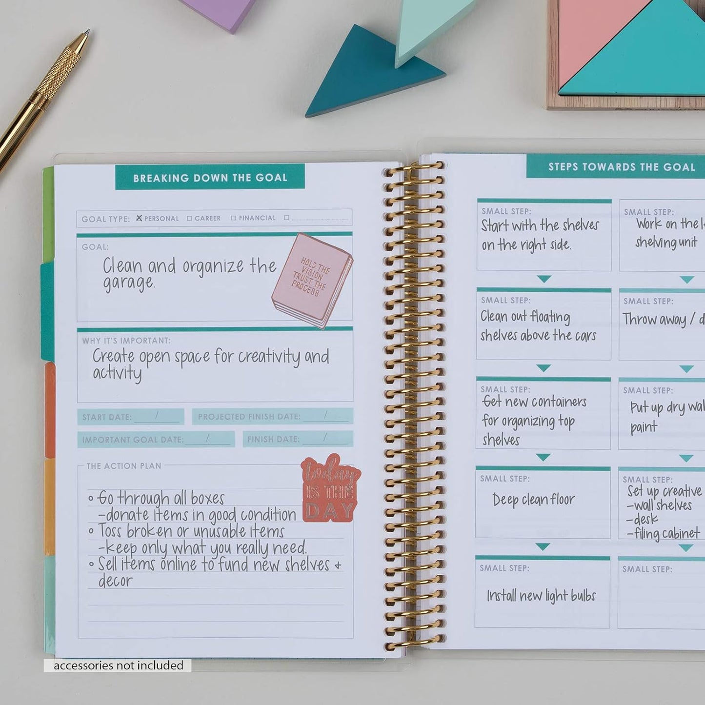 Erin Condren Coiled A5 Planner - Goal Setting, Featuring Goal-setting Tips and Advice, Goal-tracking Spreads, To-do Lists for Action Steps, and More. Boost Productivity