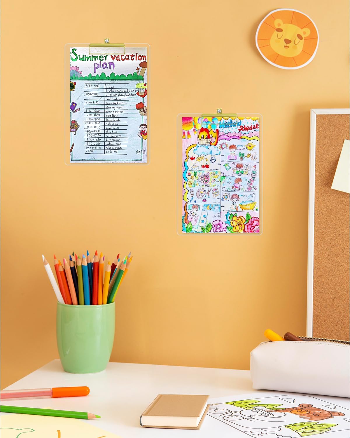 Honagu Acrylic Clear Clipboards, Transparent Plastic Clipboard with Gold Strong Clip Hidden Hanging Hole, A4 Letter Size Clipboards for Nurses, Art Student, Teachers,School & Office Supplies, 3PC