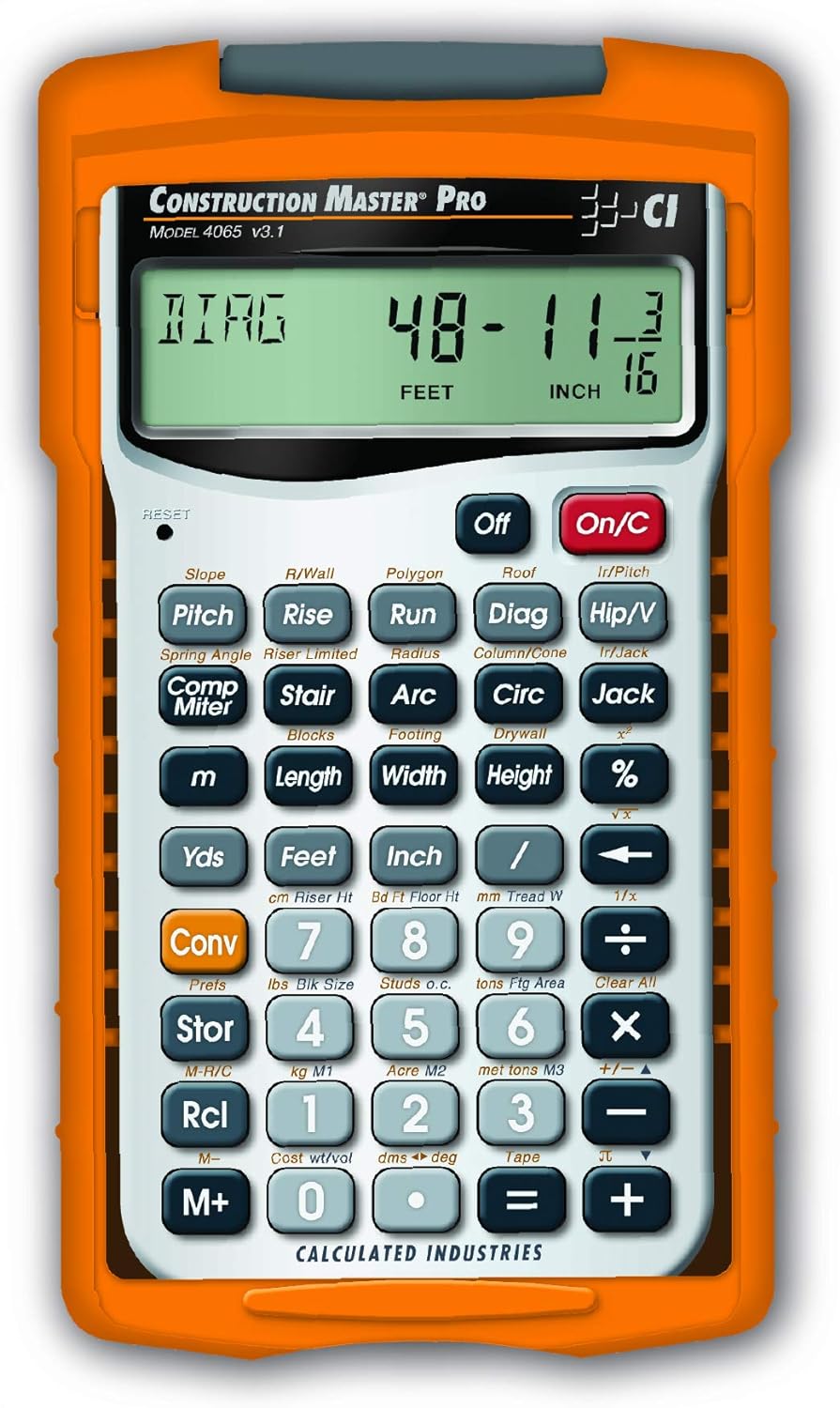 Calculated Industries 4065 Construction Master Pro Advanced Construction Math Feet-inch-Fraction Calculator for Contractors, Estimators & The Pipe Fitters Blue Book