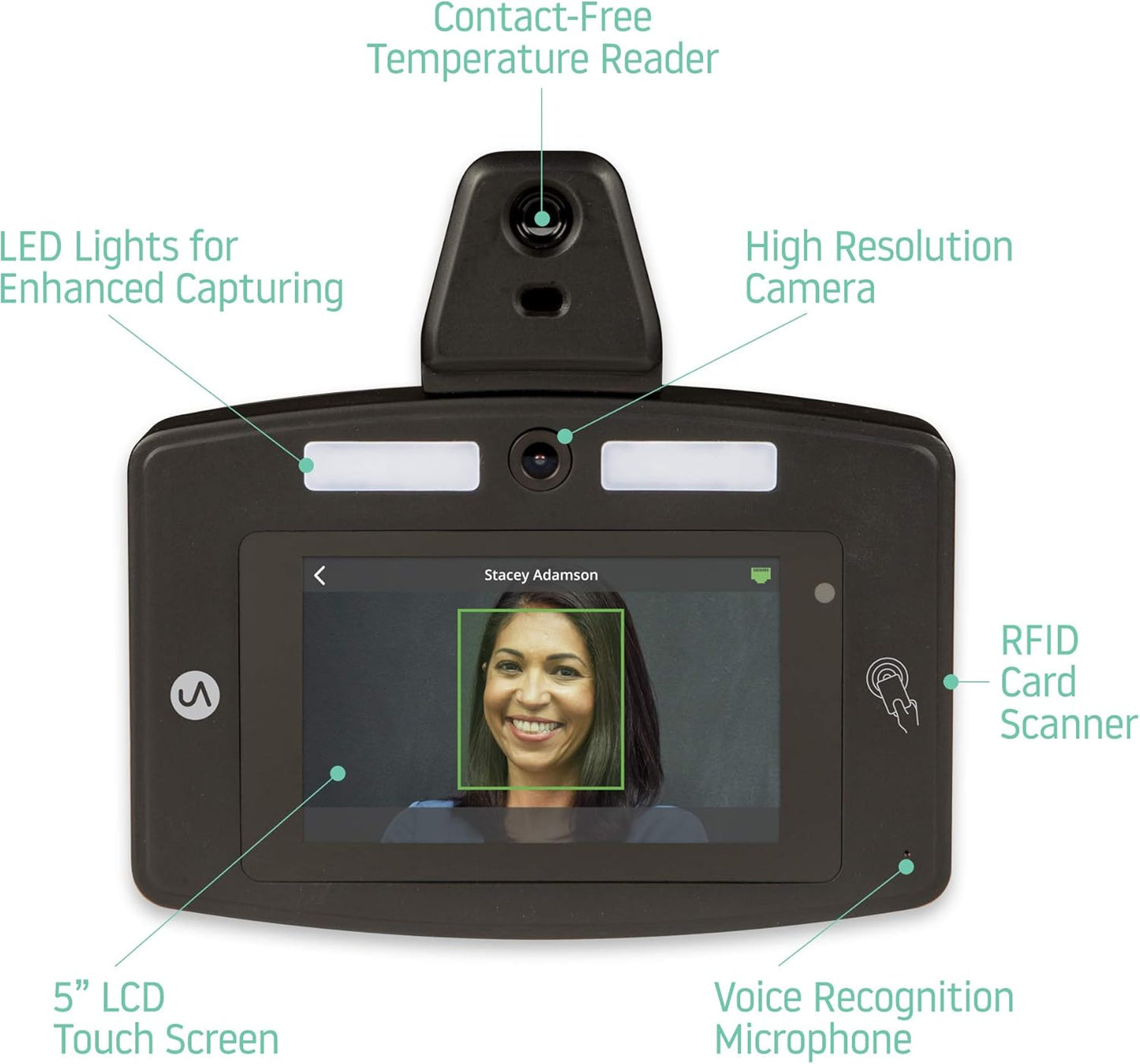 uAttend Touch-Free Voice Control and Facial Recognition Time Clock with Temperature Reader (DR2500)