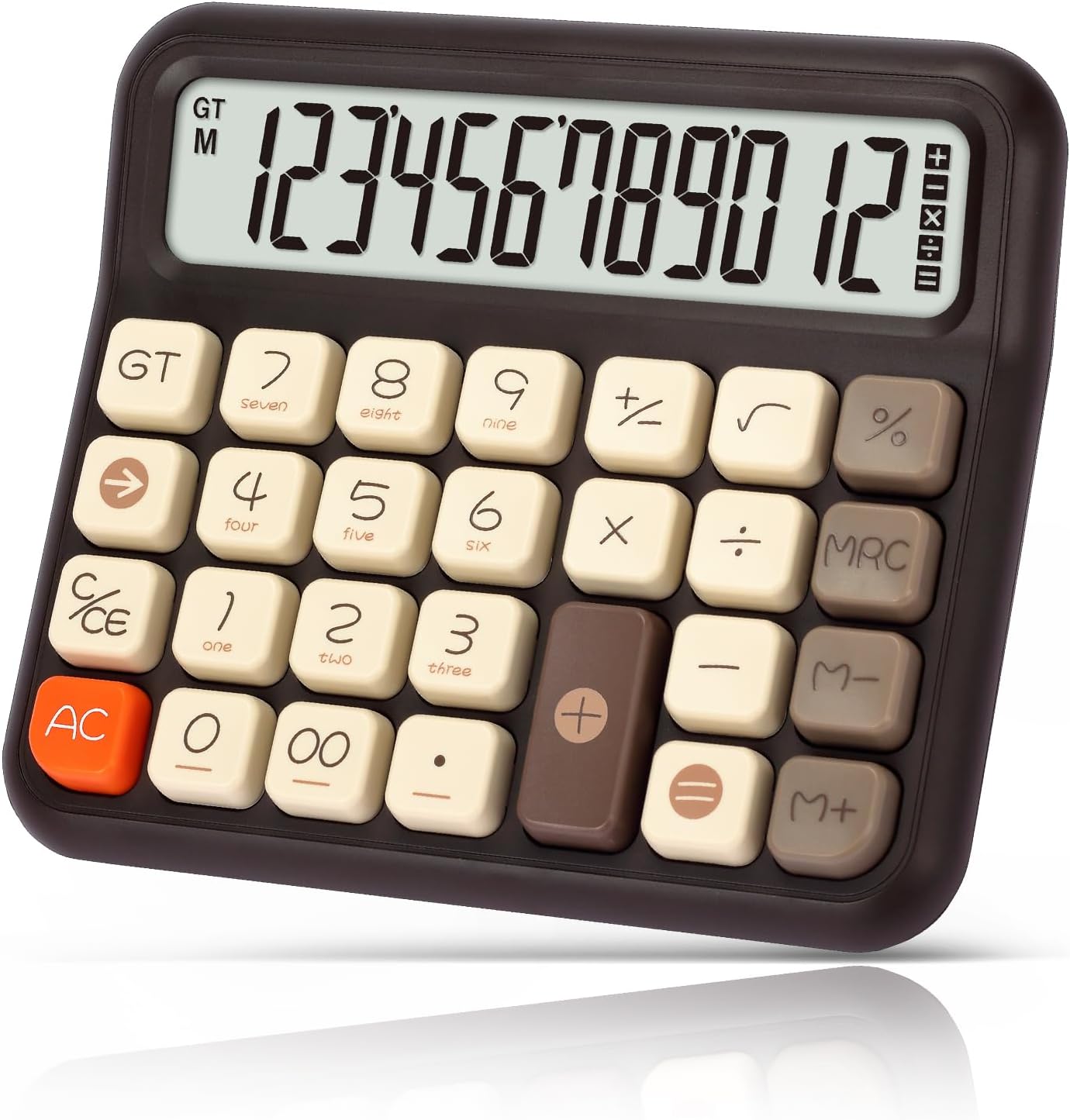 Pendancy Desk Calculator 12 Digit, Retro Cute Basic Calculator with Extra Large LCD Display and Buttons, for Office, School, Home Use