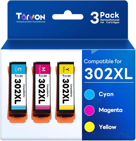 Remanufactured Ink Cartridges Replacement for Epson 302 XL 302XL T302XL Ink Cartridges Multipack for Epson Expression Premium XP-6100 XP6100 XP6000 XP-6000 (C/M/Y 3 Pack)