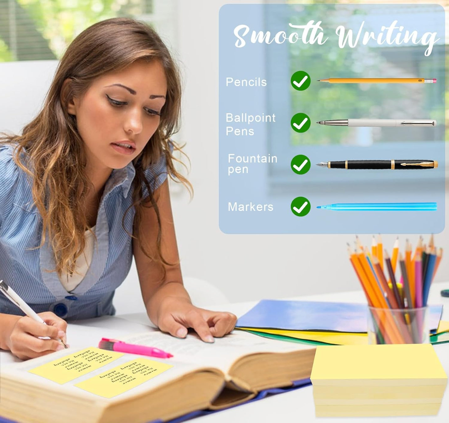 (12 Pads) Large Sticky Notes Yellow 3 x 5in,1200 pcs Self-Stick Notes,100 Sheets/Pad Bright Colors Post Pads,Super Adhesive Sticky Pads Recyclable for Office,Shool,Home,Notebook,Meeting,Clean Removal