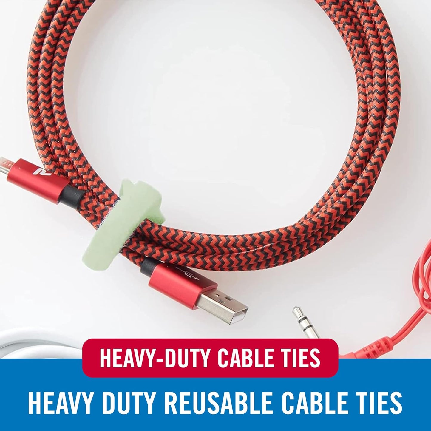 VELCRO Brand ONE-WRAP Cable Ties | 60Pk | 8 x 1/2" Straps, Multicolor | Strong Reusable Wire Management | Cord Bundling for Home Office and Data Centers