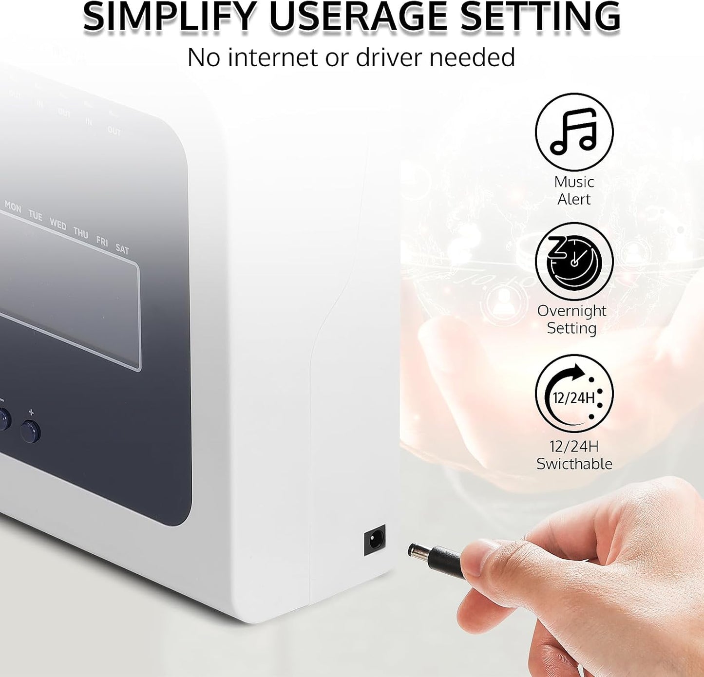 OFFNOVA Thermal Time Clock for Employees Small Business, No Ink Ribbons or Network Needed, in/Out Time Attendance Machine with 50 Time Cards