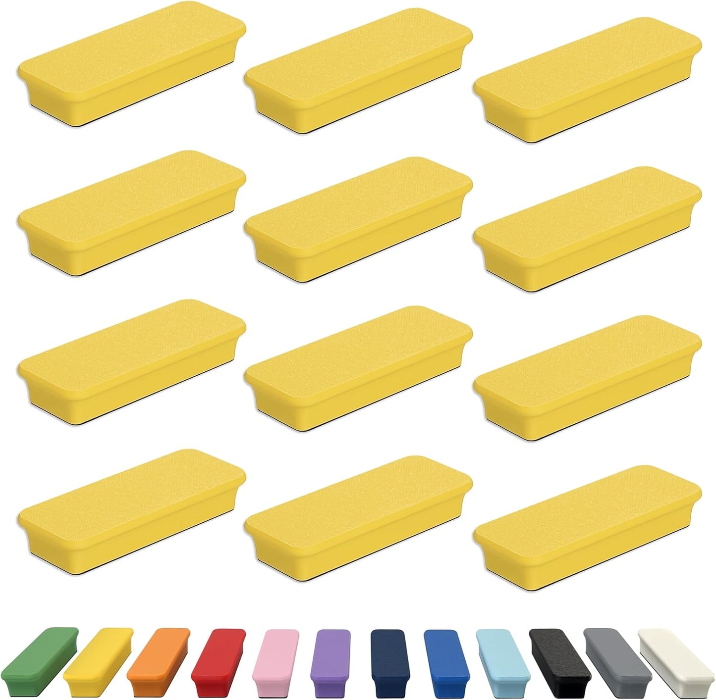 Glassboard Studio Mega Magnets - Neodymium - Heavy Duty, Colorful, Ergonomic, Ideal for Crafting, Quilting, and as Magnetic Knife Holders (12, Sunshine Yellow Bar)