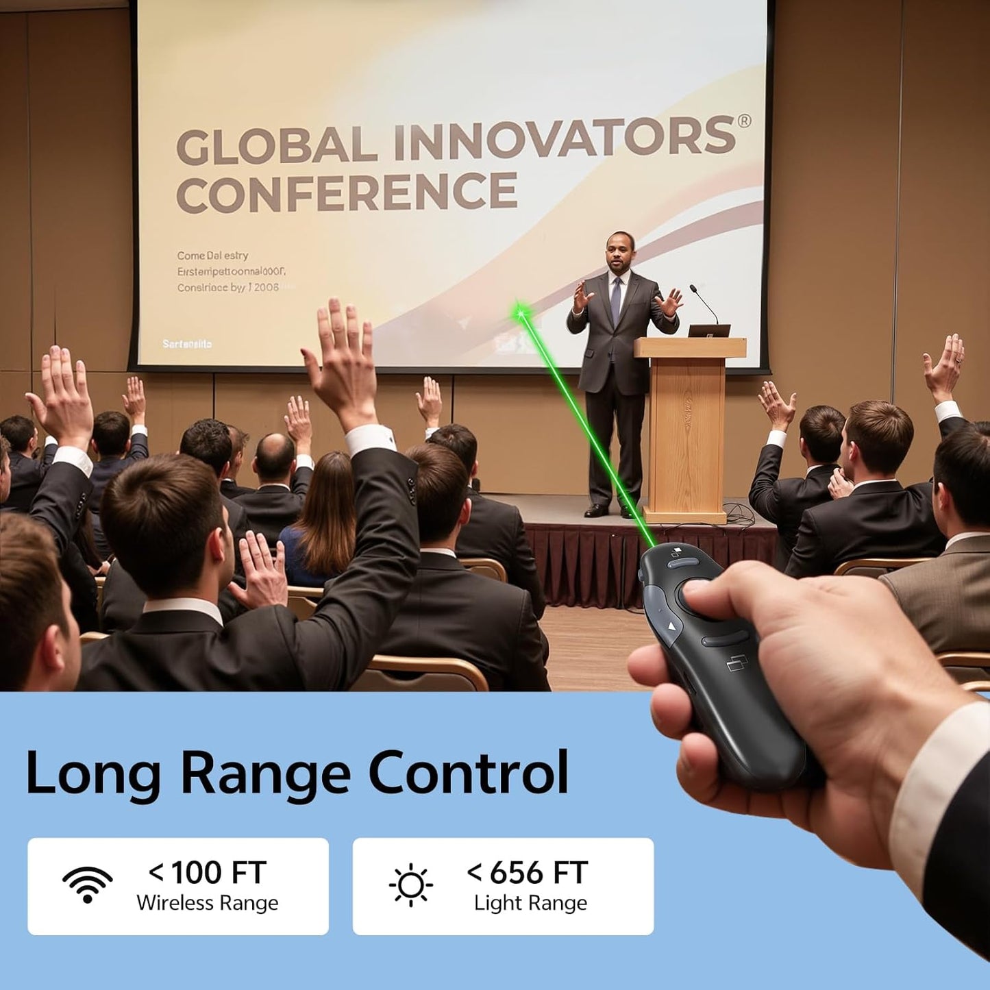 Presentation Clicker with Case Storage Wireless Presenter Remote USB Type C Rechargeable Green Laser Pointer PowerPoint Clickers for Computer Mac Project PPT Slideshow Google Slide Advancer