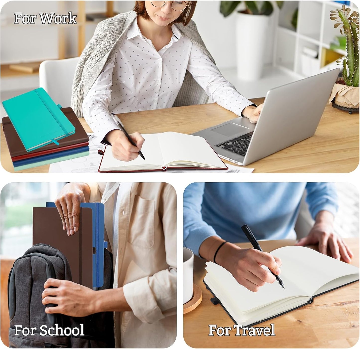 2Pack Blank Hardcover Sketch Book Notebook, A5 140 Pages 120Gsm Thick Journal for Drawing,School,Work,Diary，5.7''*8.3'',Light Green