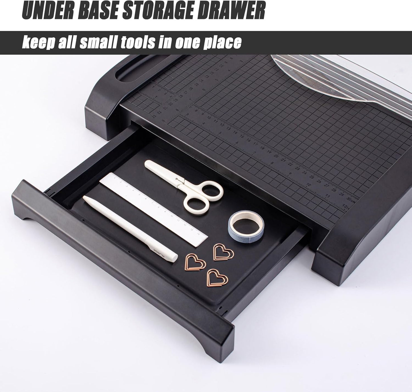 TIANSE Paper Cutter 3 in 1 Paper Trimmer Guillotine with Safety Blade Lock 5 to 10 Sheet Capacity Paper Cutting Board for Home Office School