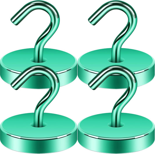 Neosmuk Magnetic Hooks, Heavy Duty 170lb Strong Magnets for Cruise Cabins, Ship Essentials, Large Metal Hooks for Hanging on Fridge(Green,Pack of 4)