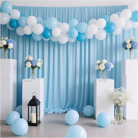 Baby Shower Backdrop Curtains 10x10ft: Baby Blue Backdrop Drapes - Polyester Photo Background Wedding Party Decorations