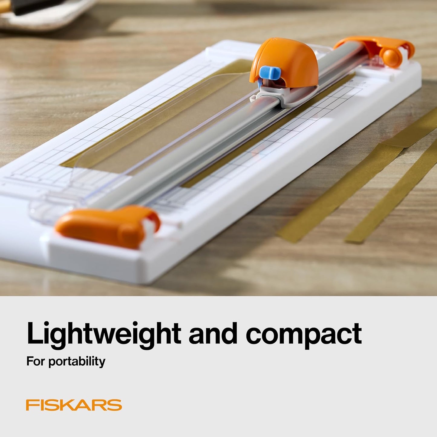 Fiskars Compact Rotary Paper Trimmer - 12" Cut Length - Portable Size with Extendable Base Deck - Self-Sharpening Blade - Scrapbooking Tool