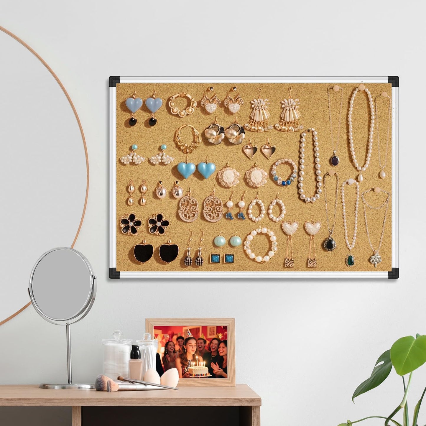 XBoard 24 x 18 Inch Cork Bulletin Notice Pin Board for Wall with Aluminum Frame for Home School & Office Display (Pack of 2)