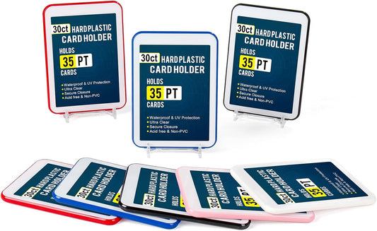 GEAoffice 30ct Colorful Card Protector Sleeved Card Holders for Trading Cards, 35pt UV Protection Baseball Card Holder for Game, Sports, Standard Cards