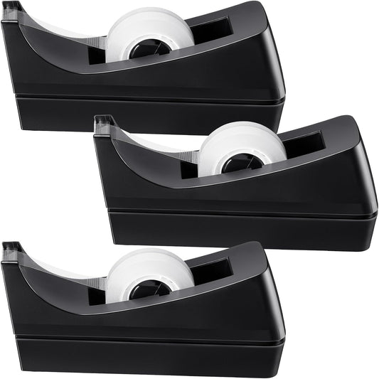 3 Pack Desktop Tape Dispenser Tape Roll Non Skid Base Tape Dispensers for Office Home School (Tape Not Included)