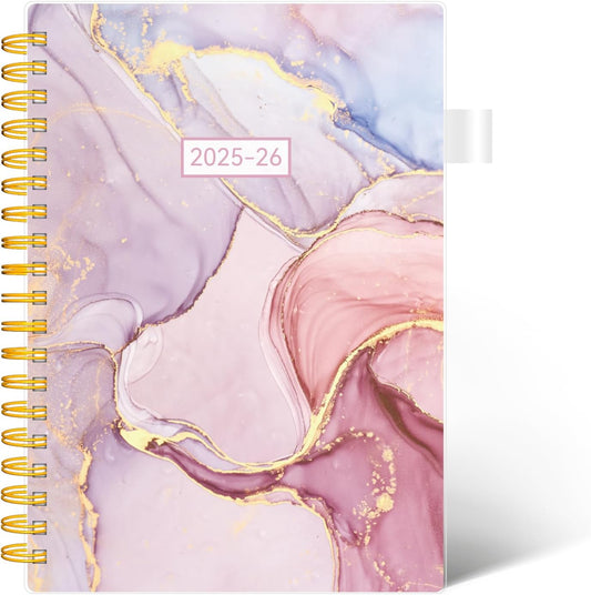 Academic Planner 2025-2026, Weekly and Monthly Planners for Women, Jul.2025 - Jun.2026, AIMPEAK Daily Calendar Planner for Teacher & Student, Monthly Tabs, Pink Marble, 7"x10"