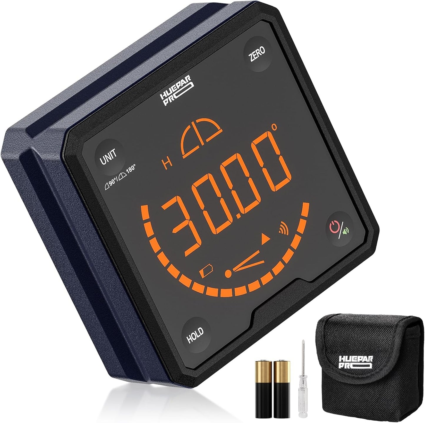 HueparPro Digital Angle Gauge Angle Finder Level with V-Groove Magnetic Base&Backlit LCD Angle Ruler Electronic Table Saw Bevel Gauge Protractor Inclinometer for Construction, Woodworking, Machinery