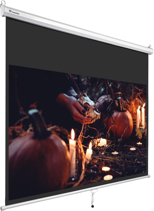 72" 16:9 Manual Pull Down Projector Screen 4K Self-Locking Home Theater Cinema Meeting Room Classroom Restaurant Bar Office