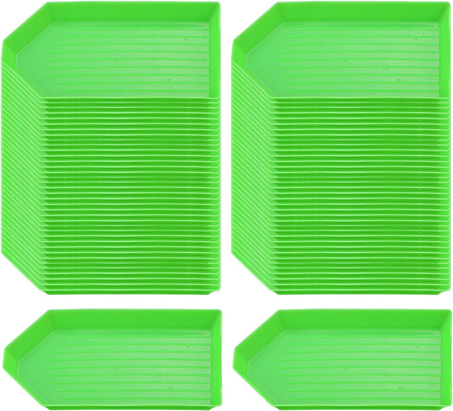 Sorting Trays,100 Pieces Plastic Bead Sorting Trays Diamond Rhinestone Tray Diamond Painting Tray Cross Stitch Nail Art Tray Sorting Storage Plates Tray for Craft and DIY Needs (Green)