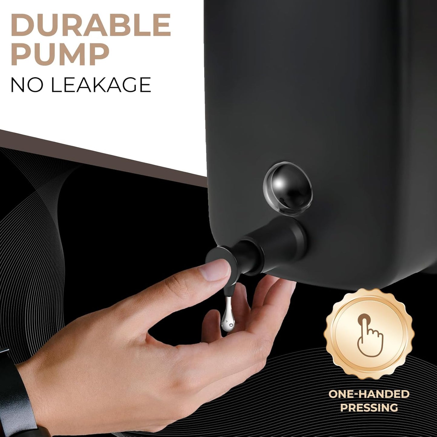 Commercial Soap Dispenser Wall Mount Stainless Steel Soap Dispensers Liquid Manual Anti-Leak Pump Hand Soap Dispenser for Bathroom Kitchen Black (35 fl.oz./1000ml)