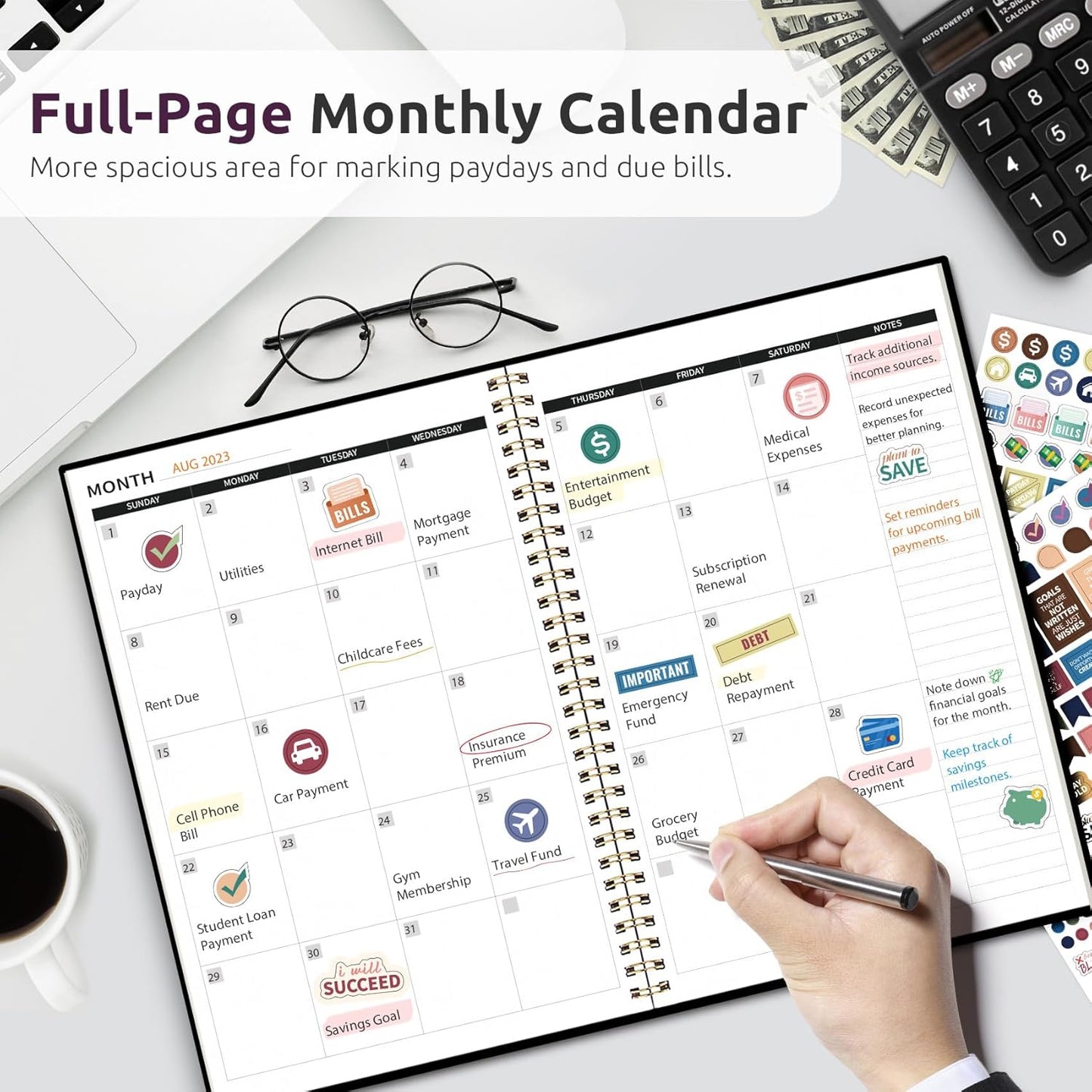 Aesthetic Budget Planner - Monthly Finance Planner with Expense Tracker, Undated Bill Organizer, Budget Notebook to Manage Your Finances, Account Budget Book with Colorful Pattern - Midnight Bloom