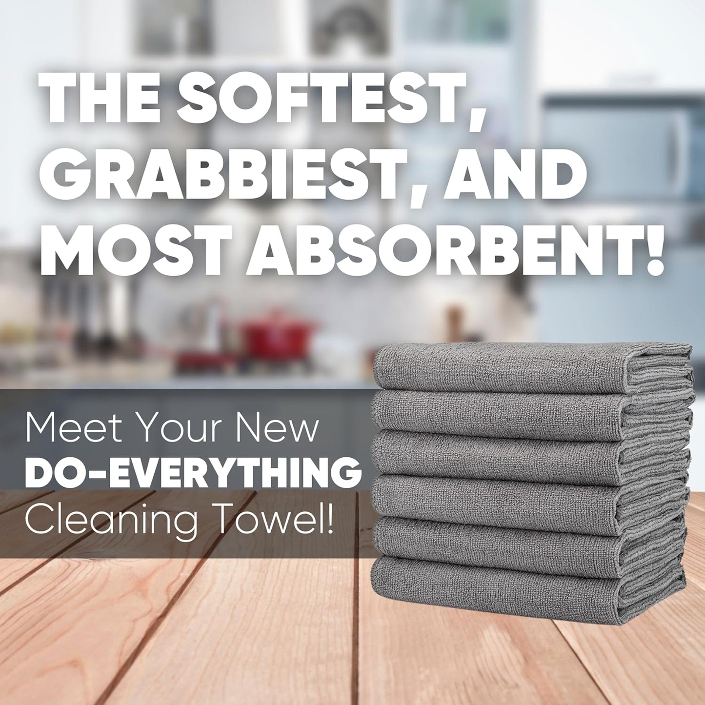 Microfiber Wholesale 16" x 24" Pro Multi Surface Microfiber Towels | 6 Pack (Gray)