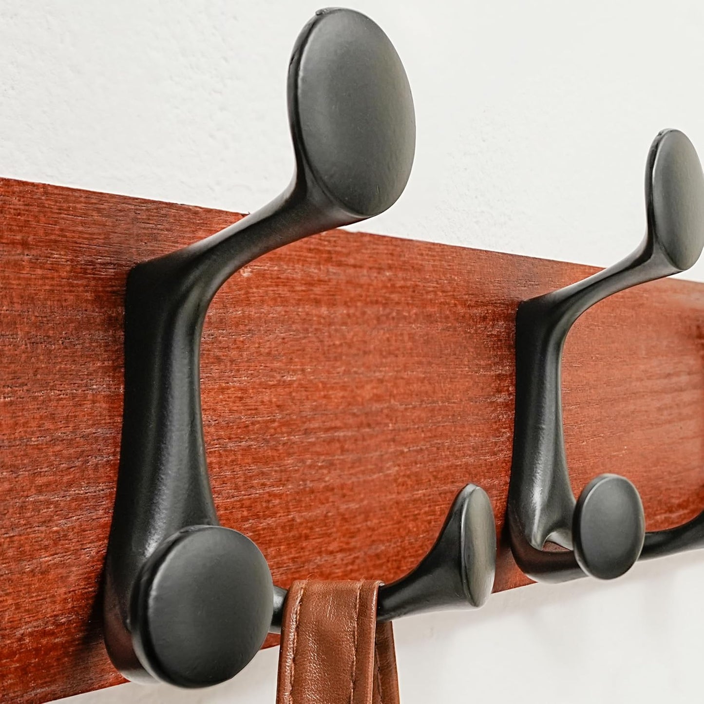 SKOLOO 24-Inch Cherry Wood Coat Rack Wall Mount with 5 Triple Hooks - Ideal for Family Entrances, Classrooms, and Pet Supplies Storage - Perfect Coat Hooks for Wall
