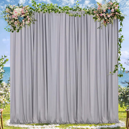 Grey Backdrop Curtains Photo Backdrop Drapes: 30ft x 10ft Polyester Fabric - Wedding Engagement Photography Background 6 Panels 5x10ft