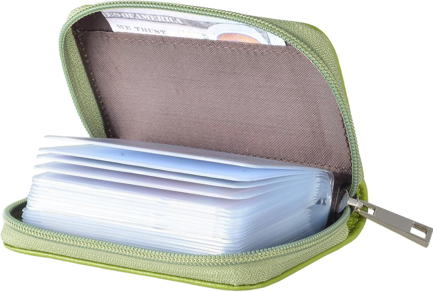 Easyoulife Genuine Leather Credit Card Holder Zipper Wallet With 26 Card Slots