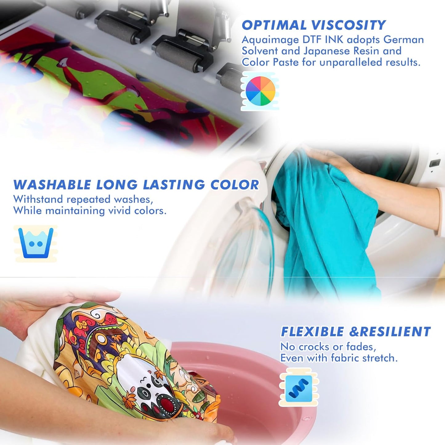 Premium DTF White Ink-DTF Transfer Ink for PET Film Refill Ink for ET-8550, XP-15000, XP600, I3200, L1800, Premium DTF White Ink Direct to Film Heat Transfer Printing(1000ml 33.8oz)