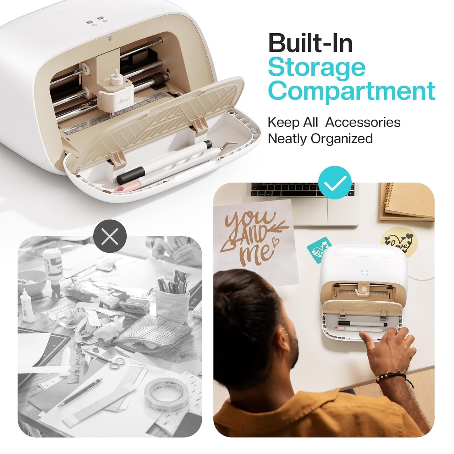 Vinyl Cutter Machine S501 - Smart Compact Sticker Maker for Vinyl & Paper Crafts, Portable Plotter DIY Cutting Machine for Sticker Joy Craft & Party Supplies, Wedding Decor, Beige