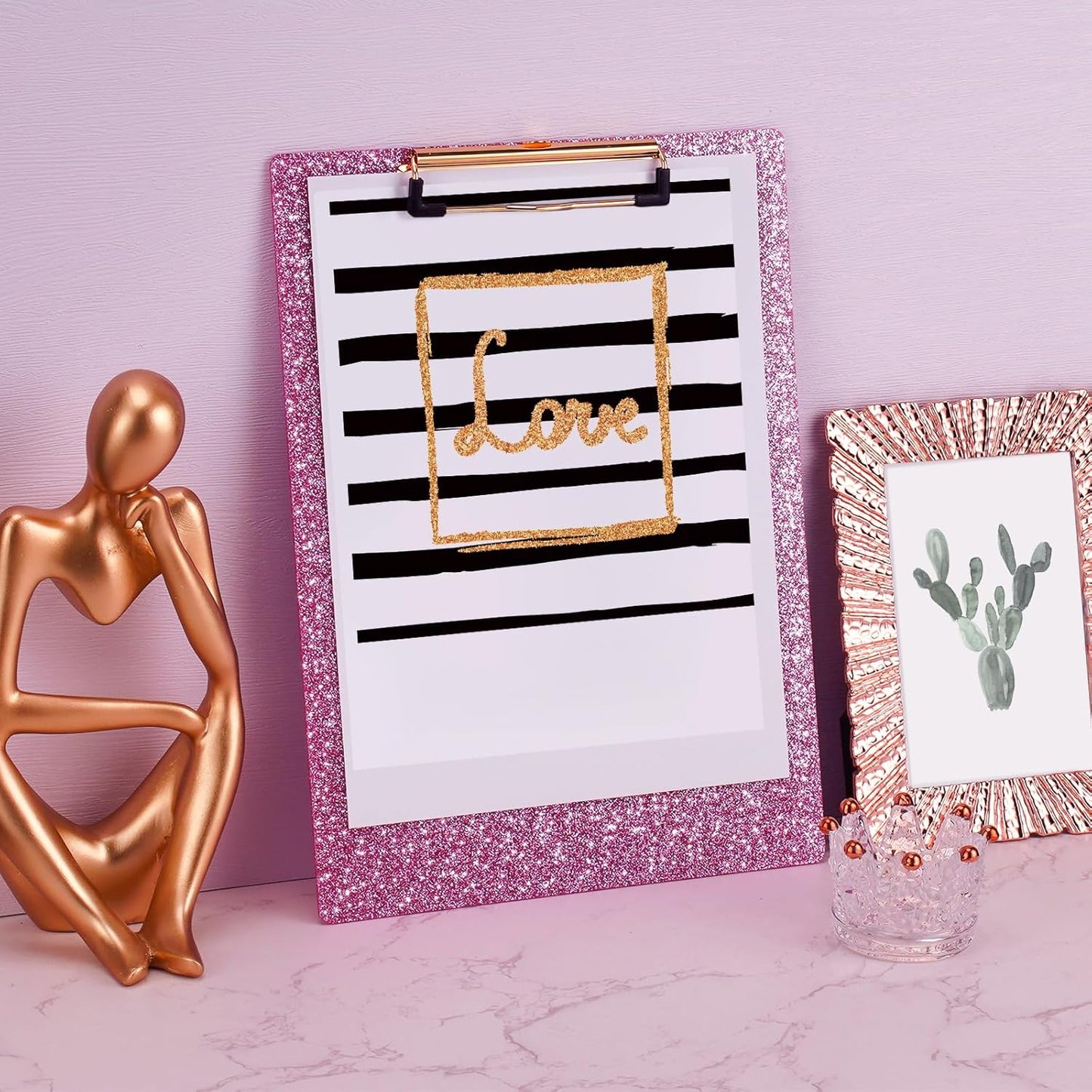 Hongri Plastic Acrylic Glitter Clipboard, 8.5x11" Stardard Letter A4 Size Clipboards for Classroom, Taecher, Women.Cute Confetti Clip Board, Office Supplies, School Supplies.