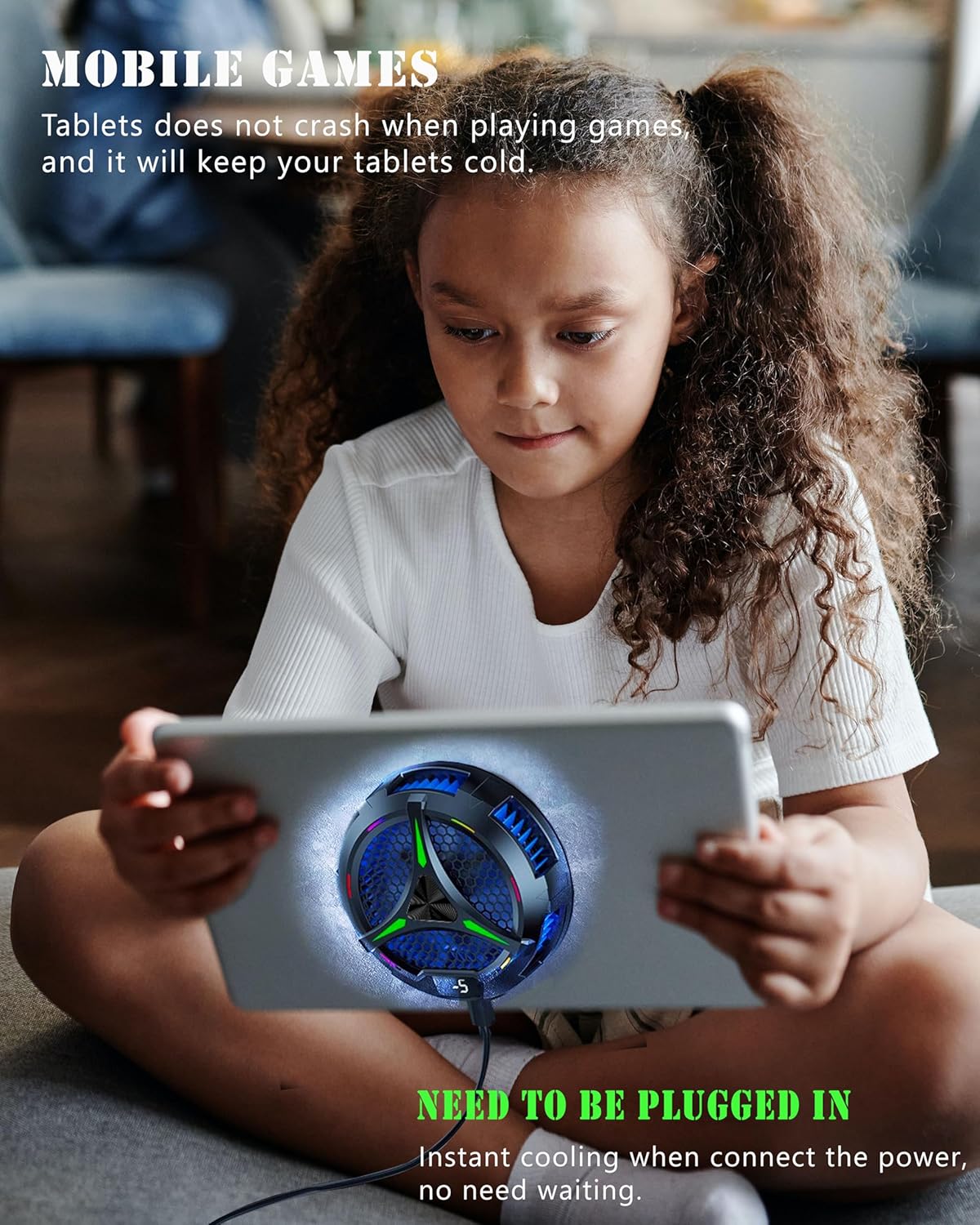 iPad Cooler,Magnetic Tablet Cooler for ipad/Surface pro/Samsung Tab,iPad Cooing Fan with Temperature Display for Mobile Gaming,Tiktok Live Streaming (Green Mech+3 pcs Magnetic Suction Sheet)