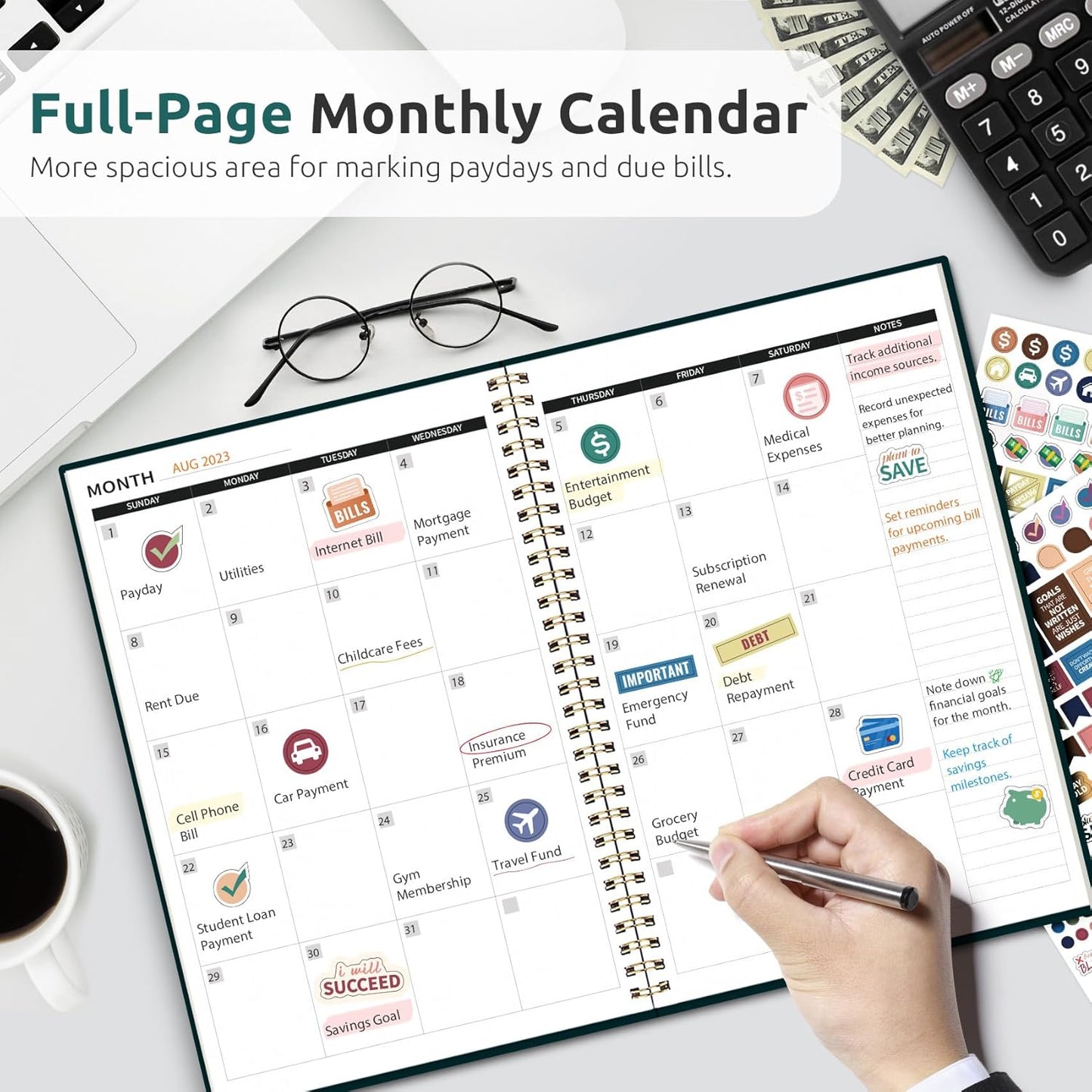 Aesthetic Budget Planner - Monthly Finance Planner with Expense Tracker Notebook, Undated Bill Organizer to Manage Your Finances, Account Book with Colorful Pattern-Wildflower Reverie