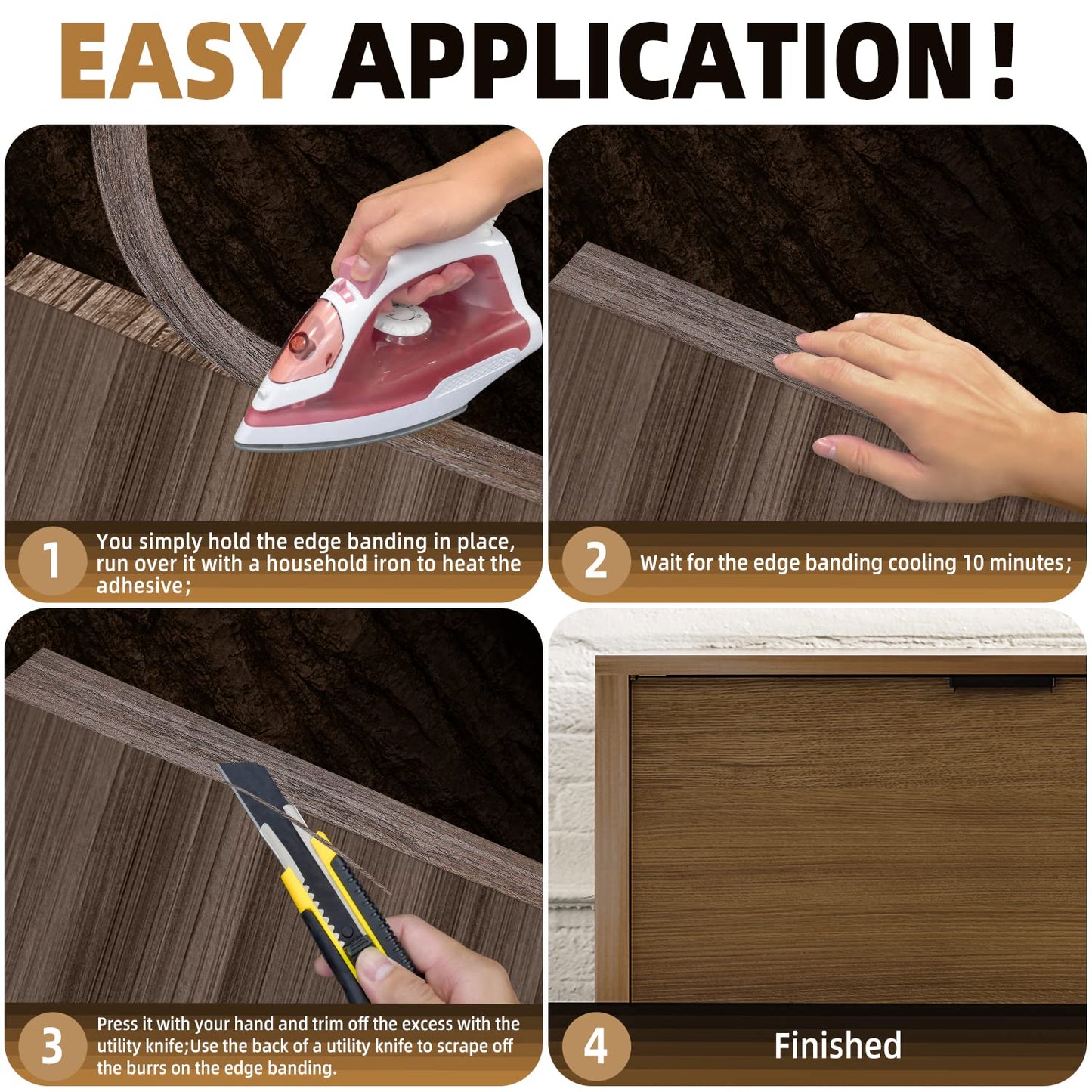 GSCIT Club Walnut Edge Banding, 2 inch x 25ft roll of Veneer Edge Banding Preglued Flexible, Real Wood Tape Banding