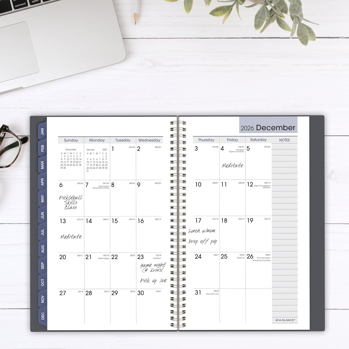 AT-A-GLANCE 2026 Planner, Weekly & Monthly, 5" x 8", Small, DayMinder, Gray (GC2000726)