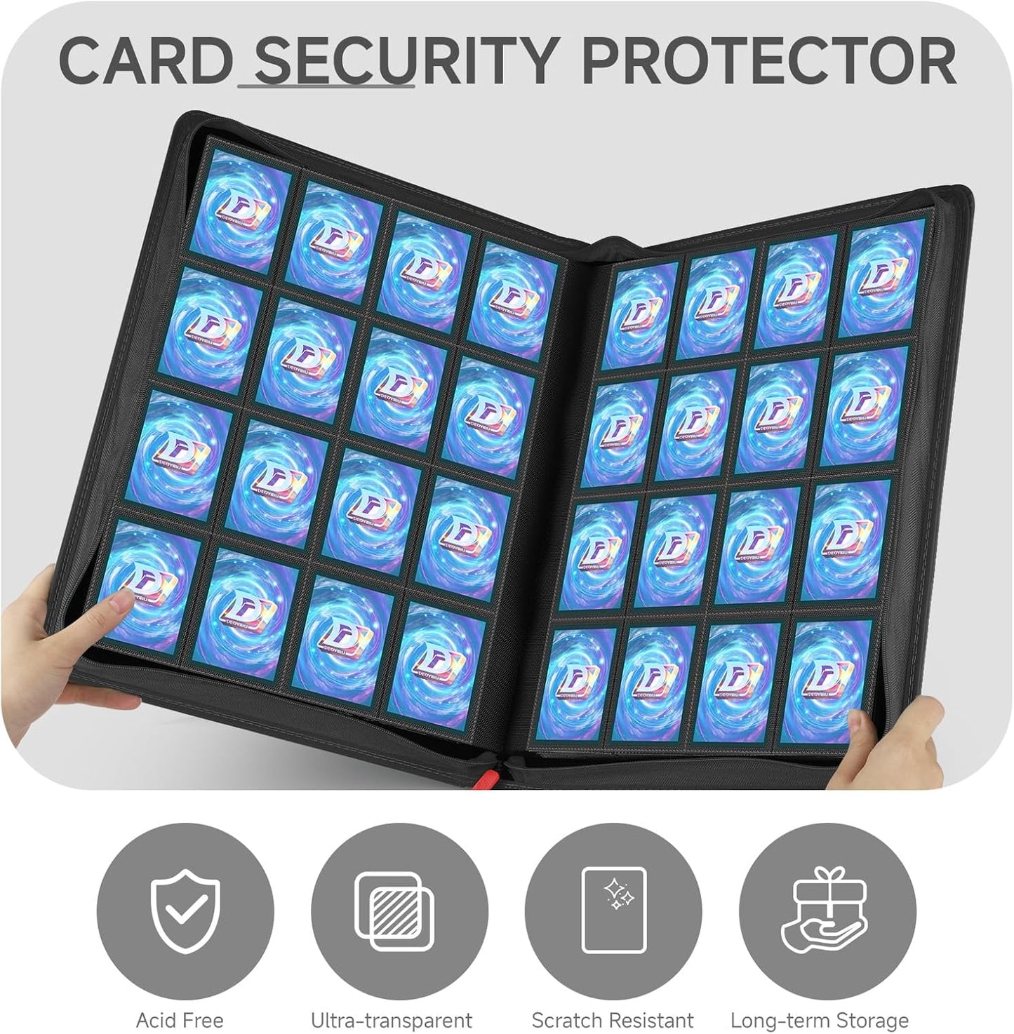 Card Binder with 1024 Cards,16 Pocket Trading Card Binder Includes 32 Page Storage Sleeves,Collection Card Album,Card Holder to Organize and Protect Cards,Black