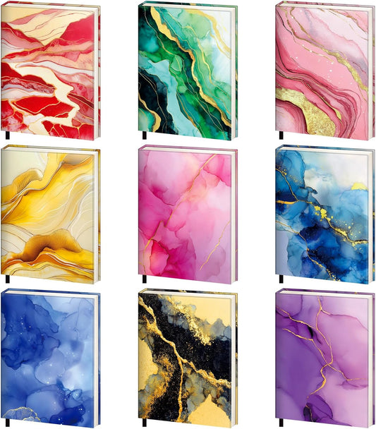 Book Covers – 9 Pack Jumbo Stretchable Book Covers, Reusable & Washable Fabric Book Sleeves for Hardcover & Paperback Textbooks up to 9 x 11 in, Marble Pattern, Back to School Supplies