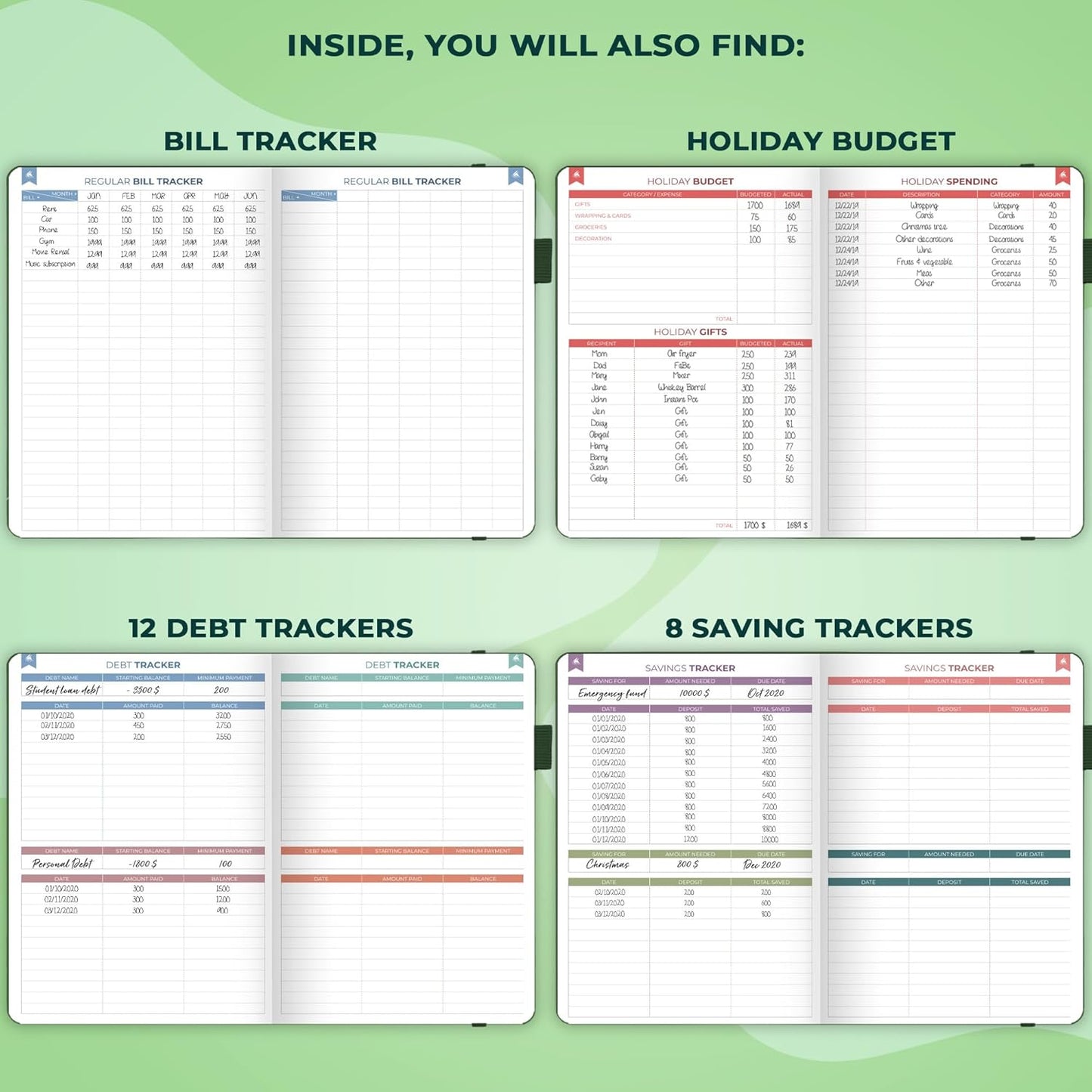 Clever Fox Bi Weekly Budget Planner – Undated Financial Organizer Book – Expense Tracker, Budgeting & Bill Notebook, A5 (Dark Green)