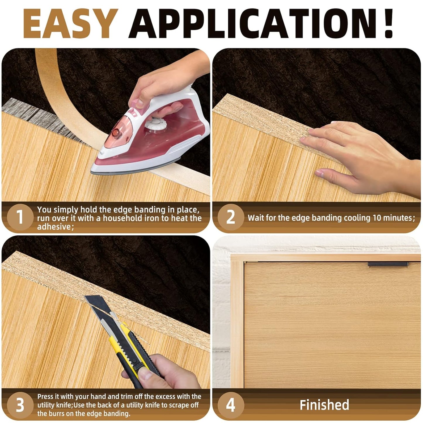 GSCIT Club Maple Edge Banding, 3/4 inch x 500ft roll of Wood Edge Banding Preglued Flexible, Veneer Tape Banding for Cabinet Repair