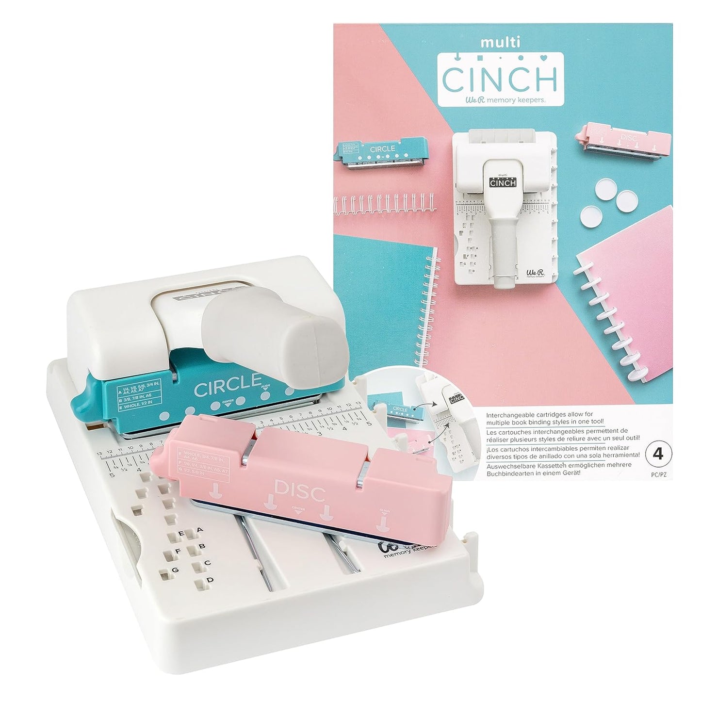 We R Memory Keepers Multi Cinch Kit (2 in 1 Circle & Disc) Book Binding Art Crafts Sewing Scrapbooking Journaling Printmaking Paper Craft Office Home Card Stock DIY Card Making Sticker Machine