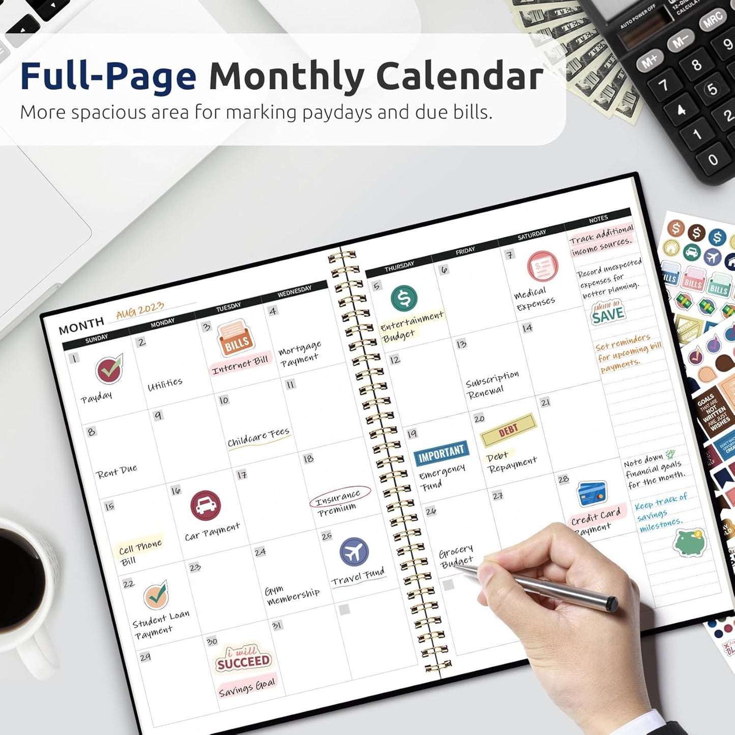 Aesthetic Budget Planner - Monthly Finance Planner with Expense Tracker, Undated Bill Organizer, Budget Notebook to Manage Your Finances, Account Budget Book with Colorful Pattern - Celestial Garden