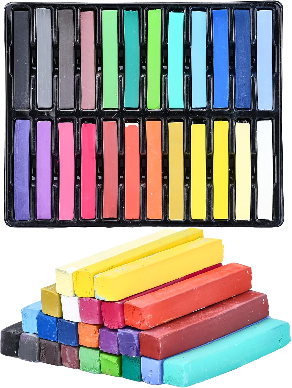 Neliblu 24-Piece Soft Pastels for Kids - Multi Color Pastel Chalk for Art Painting - Pastel Sticks Suitable on Paper, Blackboards, Sidewalk Blocks - For Kids, Adults, Professional Artists