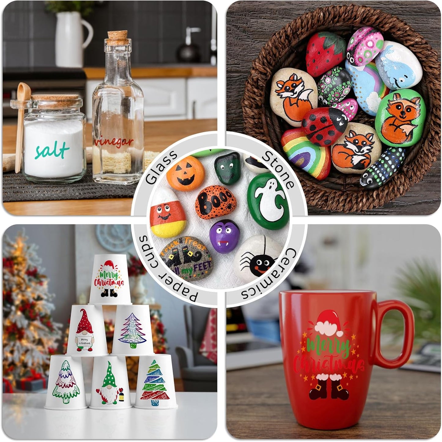 Blue Paint Markers, 3 Pack Oil-Based Waterproof Quick Dry Permanent Paint Pen Set for Rocks Painting, Wood, Fabric, Plastic, Canvas, Glass, Mugs, Metal, Tire, Stone, DIY Craft