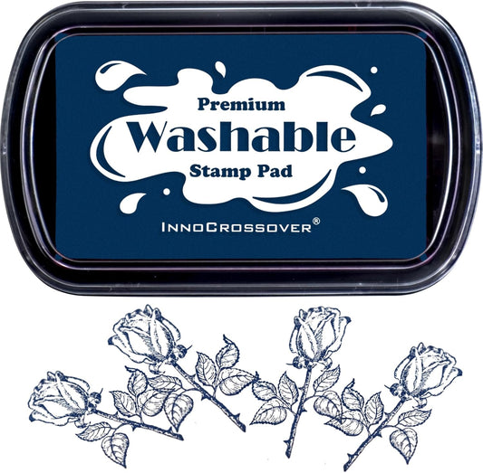 Washable Ink Pad, Best Stamps for Kids, Kids Crafts, Paw Print Kit, Baby Footprint Kit, Stamp Pads on Scrapbooking, Fingerprint Ink Pad, Easy to Wash Off Skin | Large | Safe Non-Toxic (Indigo Blue)