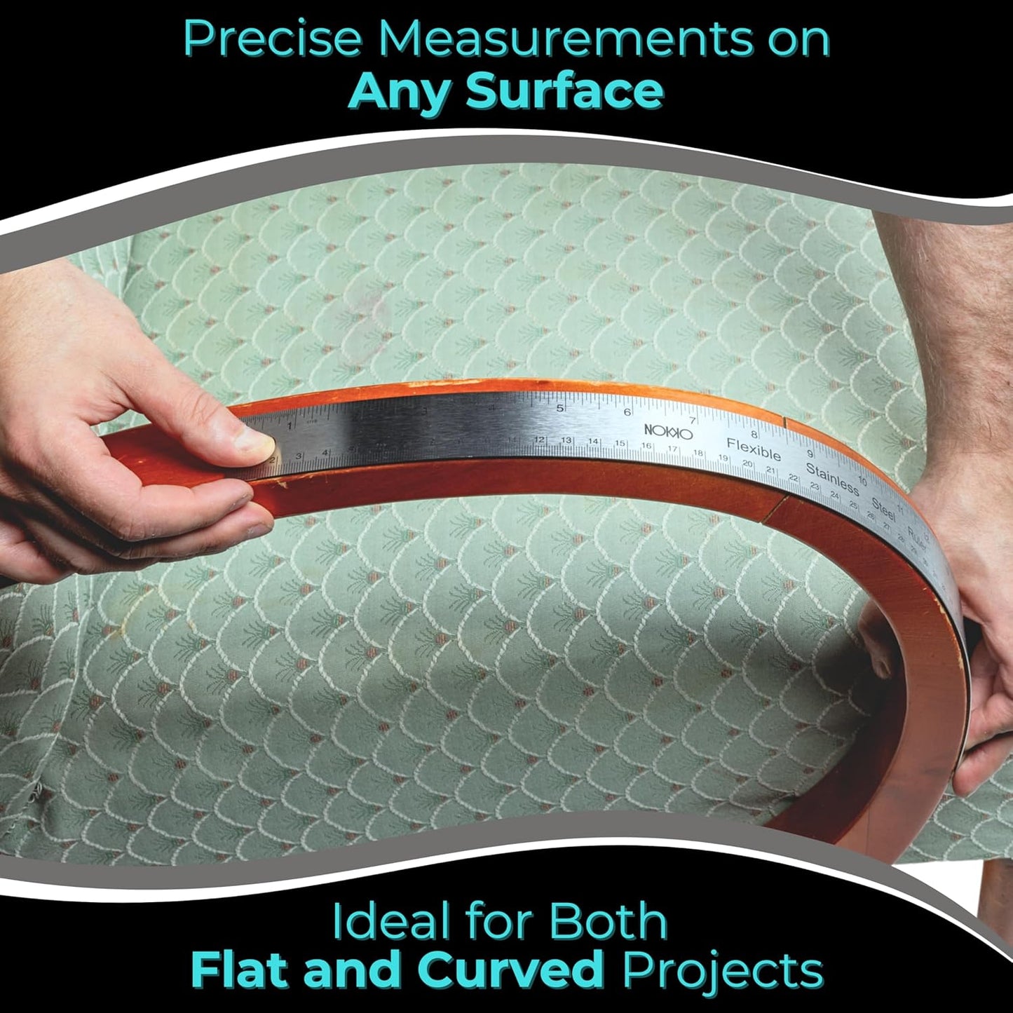 NOKKO 18 Inch Metal Ruler with Cork Backing, Pack of 10 - Flexible Stainless Steel Straight Edge Ruler with Inches and Centimeters, Non-Slip Backing for Precision and Stability